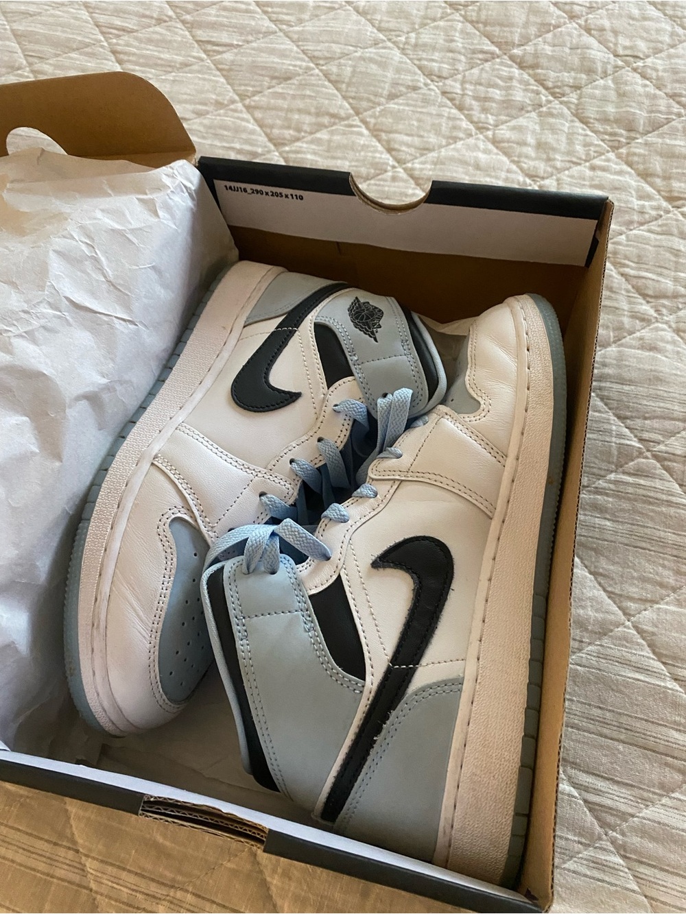 Nike Air Jordan 1 Mid White/Light Blue/Black kids Sneakers